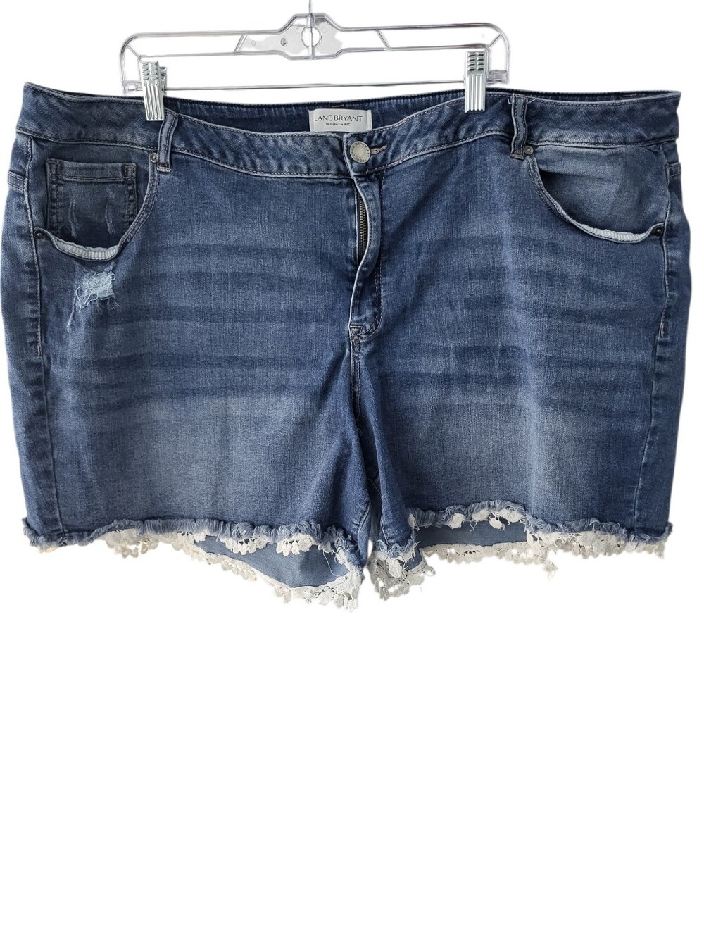 Lane Bryant Plus Denim Shorts with Lace Trim Blue sz 28